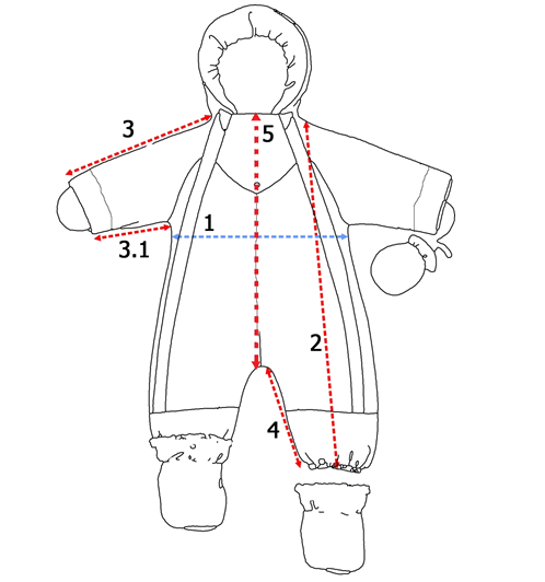 Замеры детский комбинезон трансформер